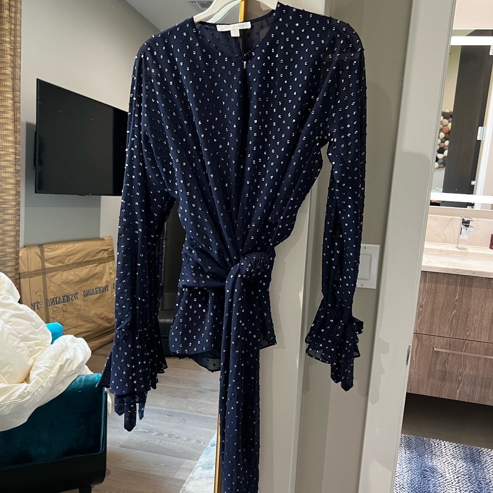 Jonathan Simkhai Navy Wrap Around Blouse
